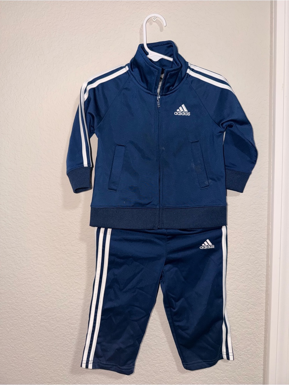 adidas Navy & White Kids Track Jacket and Joggers